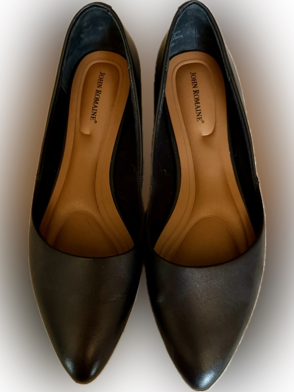 John Romaine Leather Flats, Black, Size 7.5, Like-New, Worn Once, Flawless